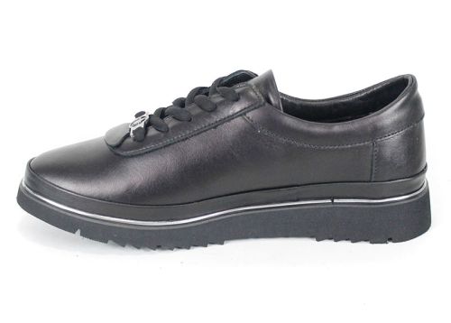 дамски обувки Linea Nova изцяло черни от естествена кожа