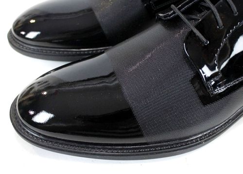 Мъжки есенно-зимни обувки Алек от естествен лак, черни с лазер