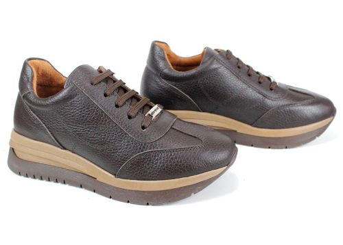 Дамски сникърси Елета от естествена кожа флотер, кафяви