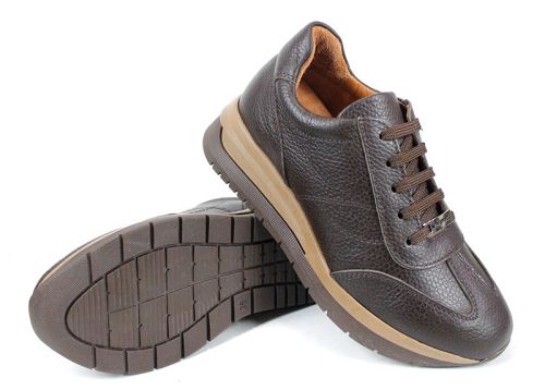 Дамски сникърси Елета от естествена кожа флотер, кафяви