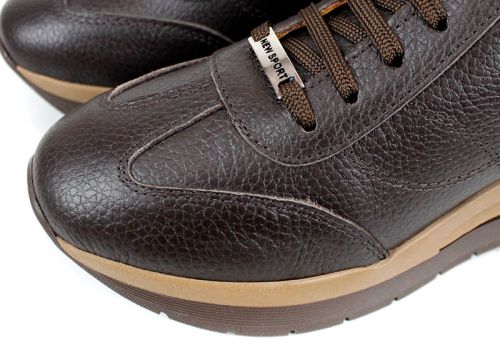 Дамски сникърси Елета от естествена кожа флотер, кафяви