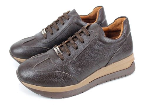 Дамски сникърси Елета от естествена кожа флотер, кафяви