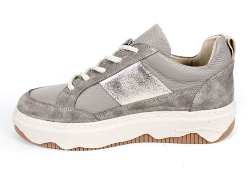 Дамски сникърси Авилета от визон кожа и велур със златен акцент и бяла подметка