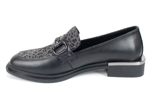 Дамски обувки Felina от черна кожа и кожа с леопардов принт, премиум модел