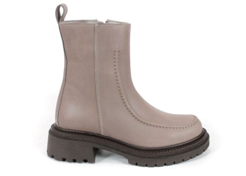 Дамски боти от естествена кожа в цвят визон Luce Velluto с плюшен хастар, стабилно ходило с грайфер и модерен дизайн тип мокасин