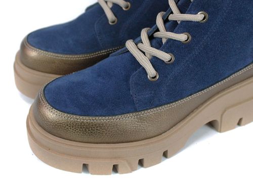 Дамски кубинки Luna Forte от естествена кожа и велур, с високо ходило, цип и топъл плюшен хастар.