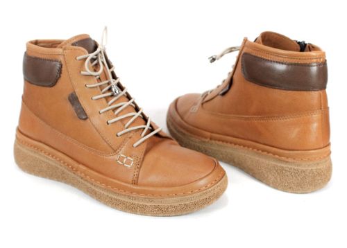 дамски меки боти Mira Senso от естествена кожа в светло кафяво с гъвкаво шито ходило