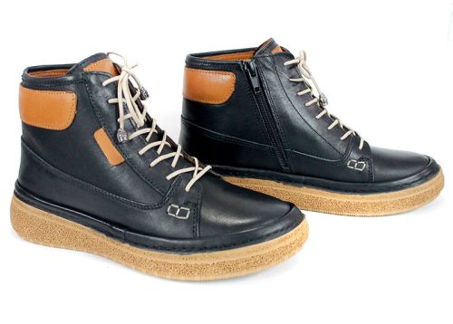 дамски боти Mira Senso Black Edition от естествена кожа с гъвкаво шито ходило