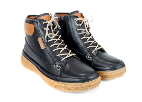 дамски боти Mira Senso Black Edition от естествена кожа с гъвкаво шито ходило