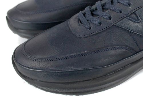 мъжки обувки Делато от тъмносин набук с естествена кожа