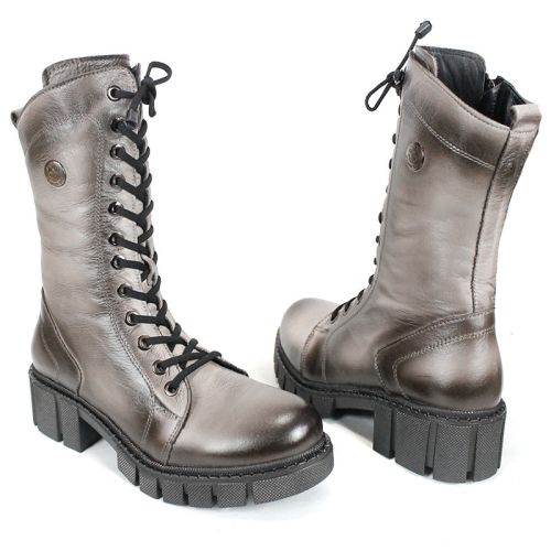 дамски кубинки Velluto Ombra от естествена кожа визон с ефект на състаряване и топъл хастар