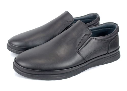 Мъжки обувки Цефо без връзки, изцяло от черна естествена кожа