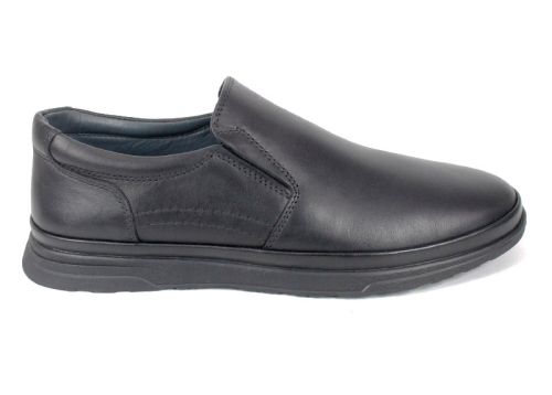 Мъжки обувки Цефо без връзки, изцяло от черна естествена кожа