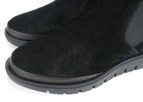 дамски челси боти Lumea от естествен велур, черен цвят, с еластични ленти и ниско ходило