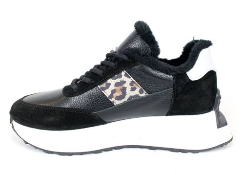 Fiera Nero – дамски зимни сникърси кожа и велур