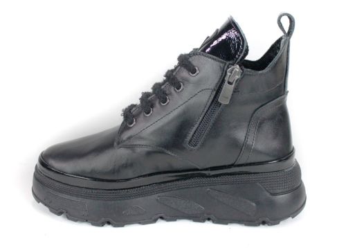 Дамски спортни боти Night Nova от естествена кожа – черни