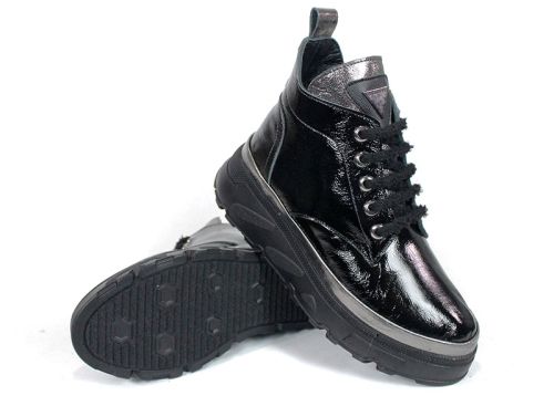 Черни зимни дамски боти с дебело ходило Night Nova