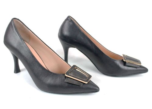 Bella Luxe – дамски официални обувки от черна естествена кожа, висок ток