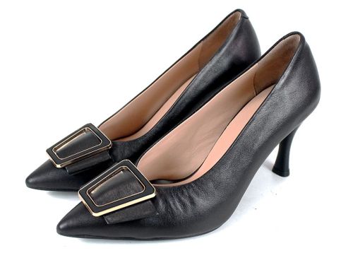 Bella Luxe – дамски официални обувки от черна естествена кожа, висок ток