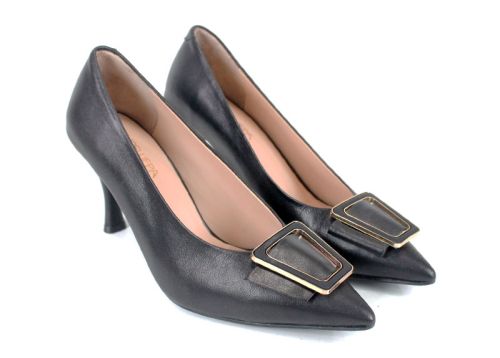 Bella Luxe – дамски официални обувки от черна естествена кожа, висок ток
