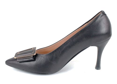 Bella Luxe – дамски официални обувки от черна естествена кожа, висок ток