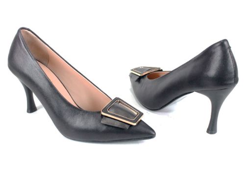 Bella Luxe – дамски официални обувки от черна естествена кожа, висок ток
