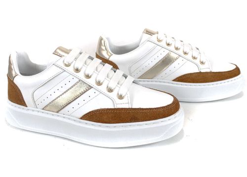 дамски-сникърси-бяло-златно-кафяво-естествен-велур