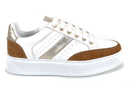 дамски-сникърси-бяло-златно-кафяво-естествен-велур