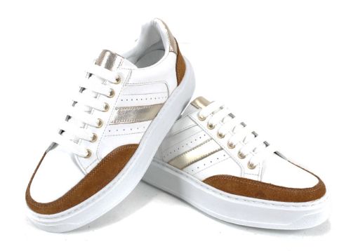 дамски-сникърси-бяло-златно-кафяво-естествен-велур