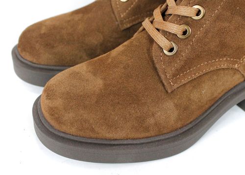 дамски кубинки Dolce Fumo от естествен велур в цвят тютюн с дебело зимно ходило