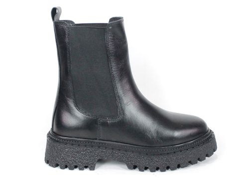 дамски боти Terra Velluto естествена кожа черни с дебело зимно ходило