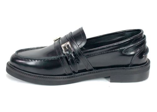 дамски обувки Nobile Passo черна естествена кожа лоуфър