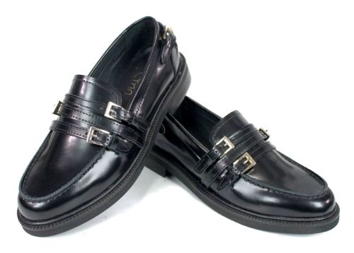 дамски обувки Nobile Passo черна естествена кожа лоуфър