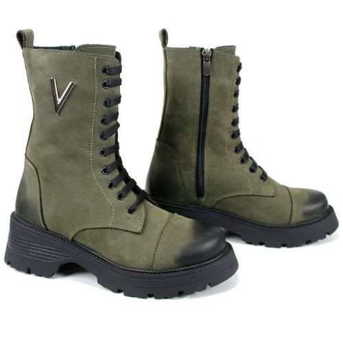 дамски кубинки terra vento зелен естествен набук