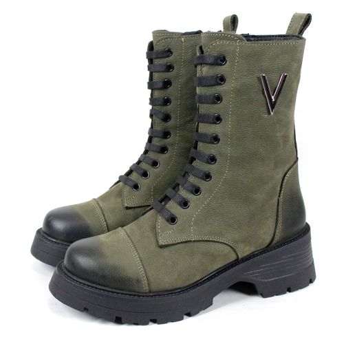 дамски кубинки terra vento зелен естествен набук