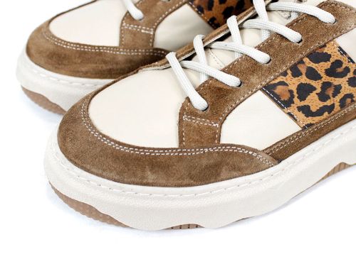 дамски сникърси avileta естествена кожа велур леопардов детайл