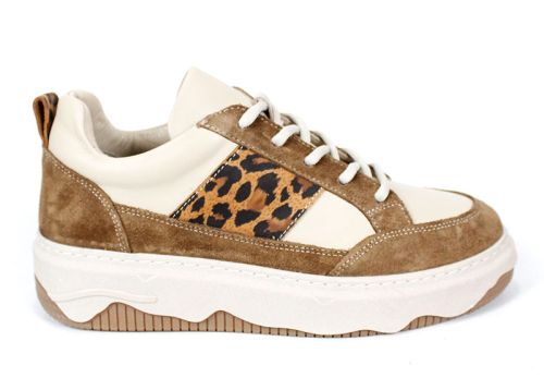 дамски сникърси avileta естествена кожа велур леопардов детайл