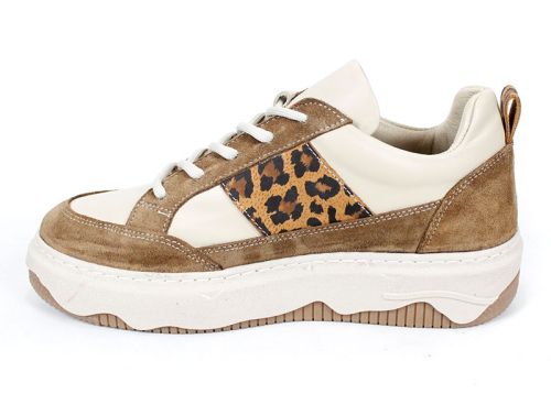 дамски сникърси avileta естествена кожа велур леопардов детайл