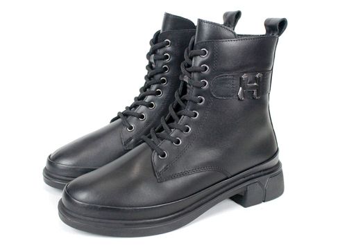 дамски кубинки Noir Forte естествена кожа черни