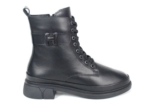 дамски кубинки Noir Forte естествена кожа черни