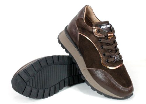 дамски сникърси Magia Notturna естествена кожа и велур тъмно кафяво