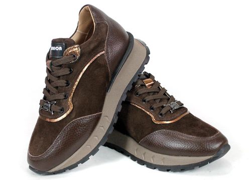 дамски сникърси Magia Notturna естествена кожа и велур тъмно кафяво