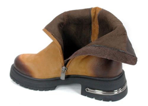 дамски боти естествен набук цвят тютюн зимни удобни