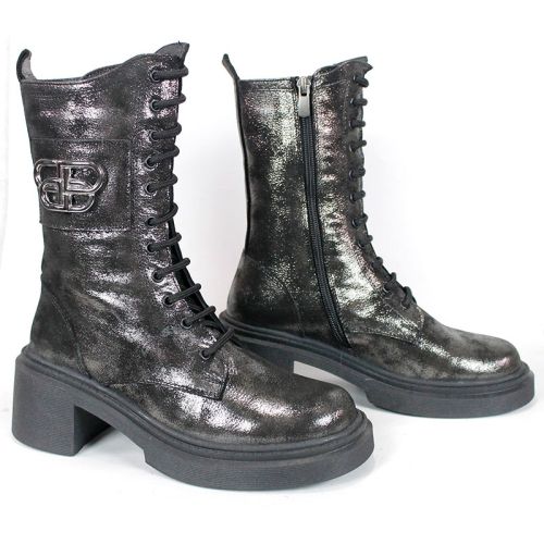 дамски боти Nero Audace естествена кожа старо сребро