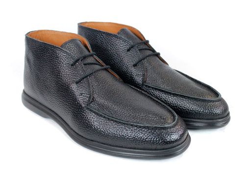 Мъжки кларкове Prestigio Nero от естествена черна кожа