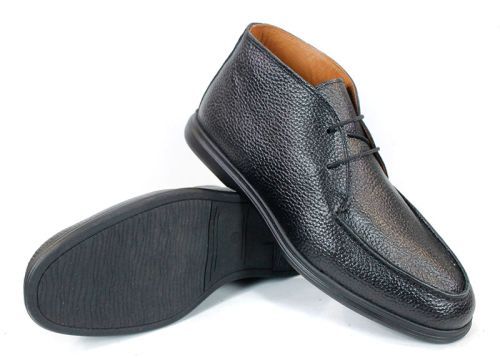 Мъжки кларкове Prestigio Nero от естествена черна кожа