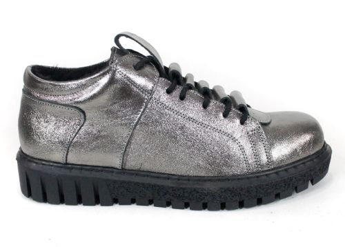 Дамски обувки Lumea Platina – естествена кожа, гъвкаво ходило, цвят платина