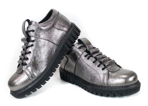 Дамски обувки Lumea Platina – естествена кожа, гъвкаво ходило, цвят платина