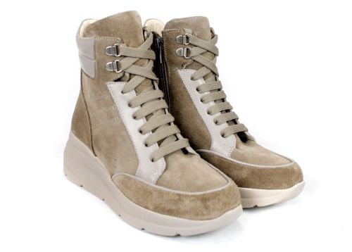 Дамски високи сникърси Lumina Alto – естествен велур и кожа