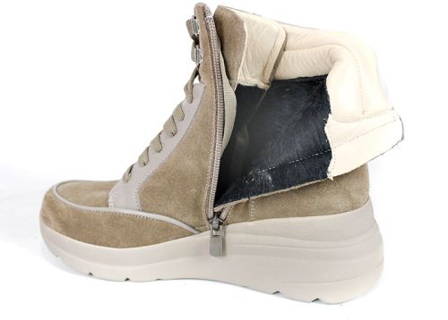 Дамски високи сникърси Lumina Alto – естествен велур и кожа